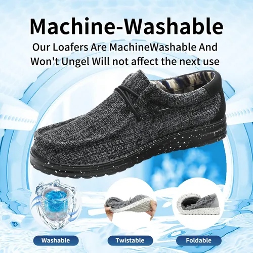 Vista 2 de Mocasines con cordones lavables a máquina para hombre, zapatos casuales sin cordones, ligeros, cómodos, suela suave, para caminar, viajar, playa