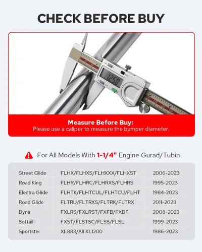 Vista 2 de Benlari Estriberas de Carretera de 1 pulgada 1-1/4 pulgadas Estriberas de Acero Inoxidable 304 Largas Anguladas Ajustables Compatibles con Harley