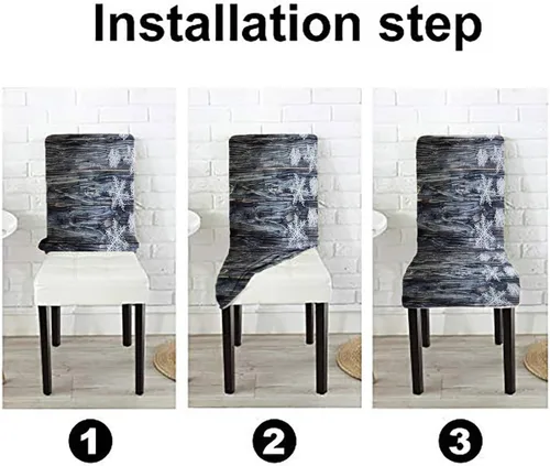 Vista 77 de CAPSCEOLL Christmas Dining Chair Covers,Snowflakes Festive Winter Pattern Stretch Chair Covers for Dining Room Set of 2 Washable Spandex Parson