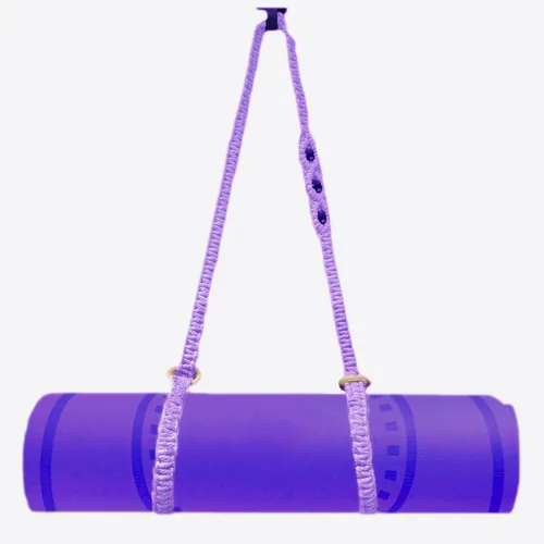 Vista 3 de kiido Correa de transporte para esterilla de yoga de macramé [alfombrilla no incluida], correa multiusos tejida a mano