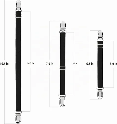 Vista 2 de Boao 12 piezas de clips para sábanas de cama, correas para esquinas de sábanas, soporte ajustable para colchón, clips elásticos para sujetar Negro