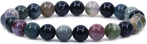 Vista 20 de Keleny Gem - Pulsera elástica de piedras semipreciosas con cuentas redondas de 8 mm, 7 pulgadas, unisex Ágata de encaje azul de grado A