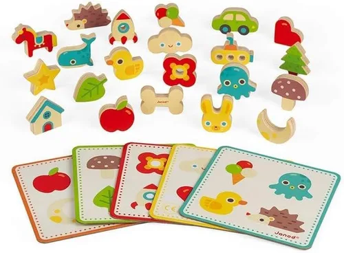 Vista 5 de Janod Juego de reconocimiento Memory Touch - 21 piezas de madera - Edades 3+ - J05318 Educational Play for Preschoolers - Sensory Development