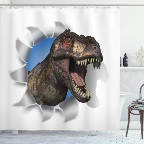 Vista 121 de set de cortina para baño decorativa de tela de poliéster con ganchos