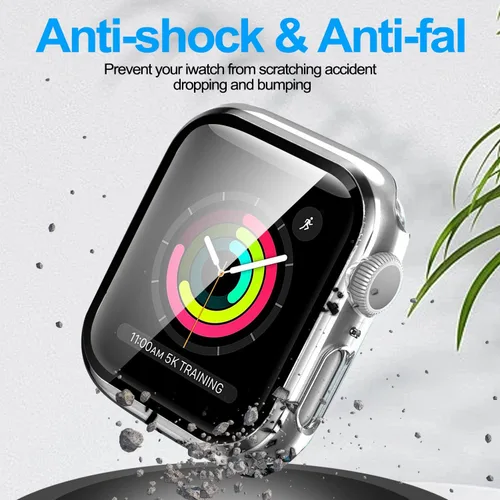 Vista 3 de YMHML Funda compatible con Apple Watch de 1.65 pulgadas Series 3/2/1 con protector de pantalla de vidrio templado integrado, protector delgado