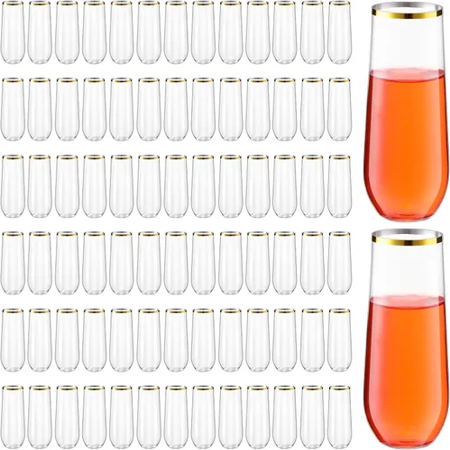 Vista 8 de Tessco 60 copas de champán de plástico de 9 onzas, copas de vino de plástico, copas de champán irrompibles para beber cóctel, fiesta de Navidad