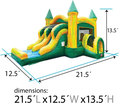 Vista 7 de Casa inflable comercial con tobogán, mármol verde