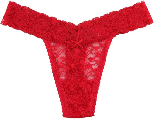 Vista 3 de Deyouqan Tangas para mujer bragas de encaje para mujer ropa interior sexy de cintura baja transparente