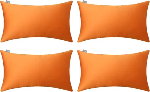 Vista 25 de Thmyo - Paquete de 4 fundas de almohada decorativas de 100 % algodón para lumbar, cómodas, sólidas, para Navidad/Halloween, fundas de cojín Blanco