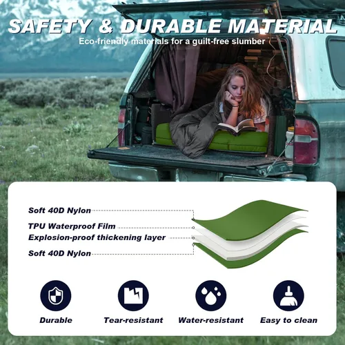 Vista 6 de Colchoneta de dormir para camping, extra grueso, 4.7 pulgadas, colchoneta inflable ultraligera e impermeable con colchón de aire integrado
