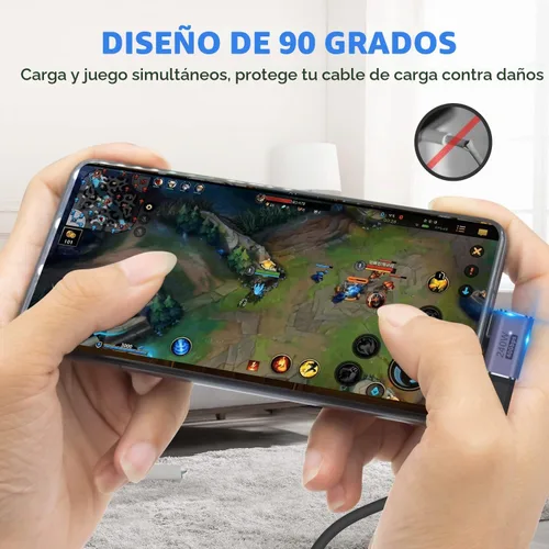 Vista 6 de Poyiccot Adaptador USB C de Ángulo Recto PD 240W para Thunderbolt 4/3, Extensión USB C Macho a Hembra de 90 Grados en Ángulo Recto USB 4.0 Conector