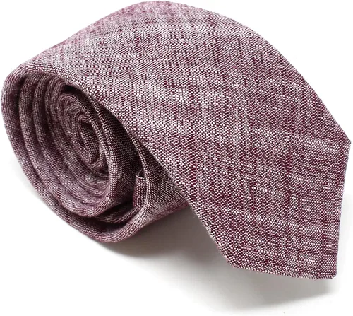 Vista 77 de Corbata delgada de algodón cambray para hombre, estilo desgastado texturizado - 2 1/2 pulgadas de ancho