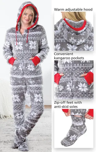 Vista 5 de PajamaGram Pijama de una pieza para mujer, mameluco de forro polar para mujer