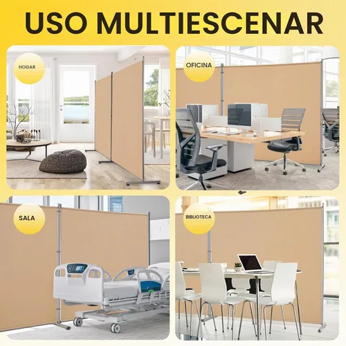Vista 3 de Rantila Divisor de habitación de 2 paneles grandes, divisor de oficina portátil, cómodo móvil, pantalla de privacidad plegable para dormitorio