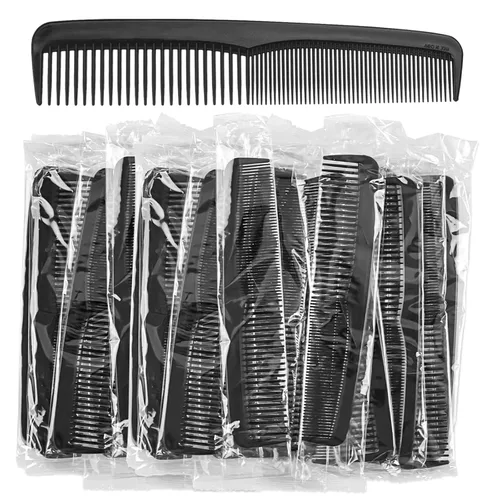 Vista 6 de Paquete de 30 peines negros a granel, peine de bolsillo para cabello de doble diente de 7 pulgadas, envueltos individualmente, peines a granel