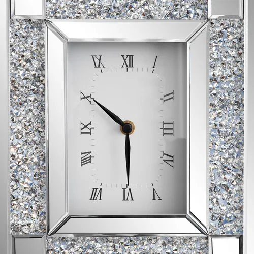Vista 6 de SHYFOY Reloj de escritorio con espejo, reloj de mesa silencioso de lujo Plata