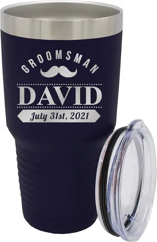 Vista 18 de Vaso de padrinos de boda grabado personalizado, taza de acero inoxidable aislada personalizada para padrino de boda, despedida de soltero, boda
