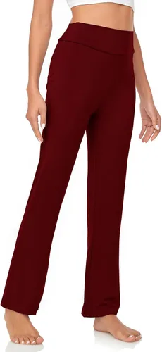 Vista 3 de Pantalones de yoga para mujer, cintura alta, pantalones de yoga negros para mujer, leggings rectos sueltos, cómodos, modales, pantalones largos