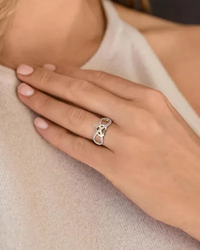 Vista 3 de STARCHENIE Anillo de corazón infinito para mujer, plata de ley 925, anillo de promesa, talla 10