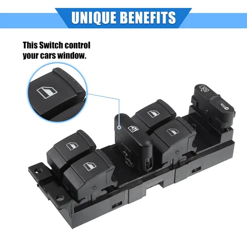 Vista 3 de Interruptor de control de ventana de coche compatible con Skoda Octavia I 1U5 Estate 1996-2010, plástico duradero negro delantero derecho