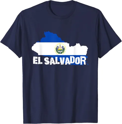 Vista 55 de Camiseta con la bandera de El Salvador, mapa de El Salvador, camiseta de Salvador para mujer, Negro