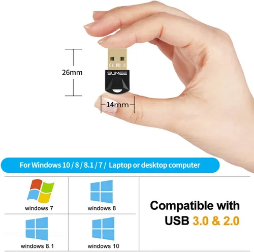 Vista 2 de Adaptador USB Bluetooth 5.0 dong, transmisor inalámbrico Bluetooth receptor para PC, portátil, computadora de escritorio, música estéreo, música