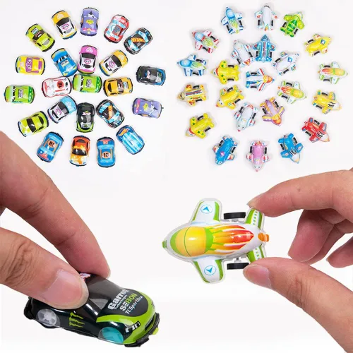 Vista 3 de 46 mini aviones de tracción y autos de tracción para niños pequeños y niñas, juego de vehículos de carreras para niños, juguetes a granel, juguetes