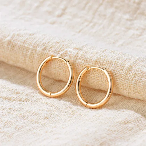Vista 6 de GUEMER Aretes de aro Huggie chapados en oro de 14 quilates, delicados y gruesos, con incrustaciones de zriconia cúbica, para dormir, pequeño
