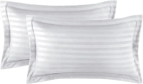 Vista 10 de Juego de 2 fundas de almohada tamaño Queen de 100% algodón egipcio, color blanco, fundas de almohada tamaño Queen de 20 x 30 pulgadas, fundas