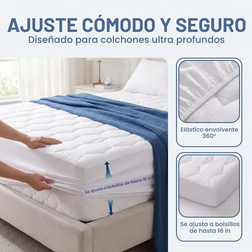 Vista 3 de Softhour Protector de colchón doble, protector de colchón impermeable