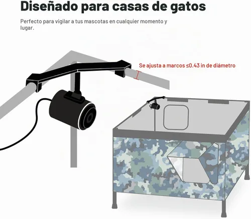 Vista 2 de Mini cámara WiFi 2.4G para casa de gato con calefacción (uso enchufable), 1080P HD, visión nocturna, detección de movimiento, ultra gran angular