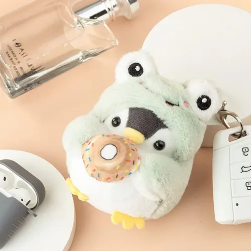 Vista 3 de BONICI Lindo disfraz creativo y encantador para cosplay juego de pingüino con diseño de bebé llavero y llaveros Rana