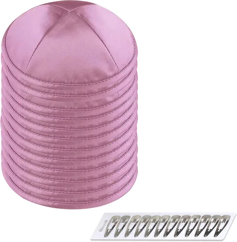 Vista 100 de Zion Judaica Deluxe Satin Kippah Yarmulkes para niños, adolescentes y adultos, 6.25 pulgadas, opciones multicolores, diseño de 4 paneles Negro