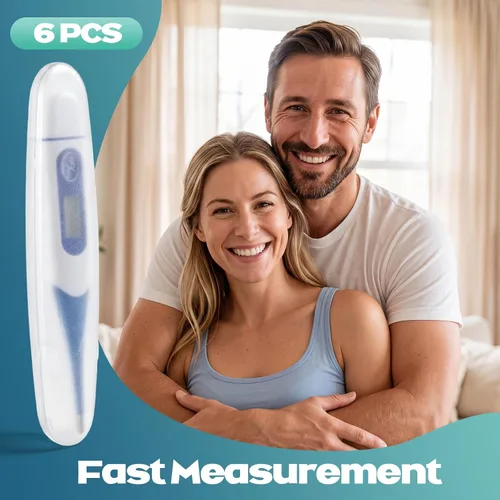 Vista 4 de TrelaCo Termómetro oral digital para adultos, 6 unidades, para fiebre, cuerpo basal, lectura rápida, punta flexible para la medición de temperatura