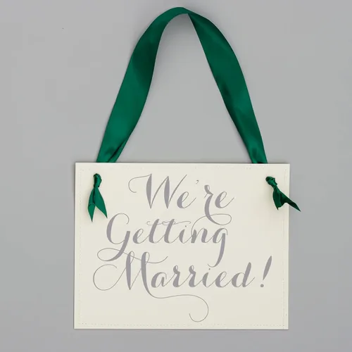Vista 7 de Cartel de anuncio de compromiso de cartel de Nos vamos a casar Photo Prop Wedding Ceremony Decor Handmade Paper Sign Aisle & Seating Decor