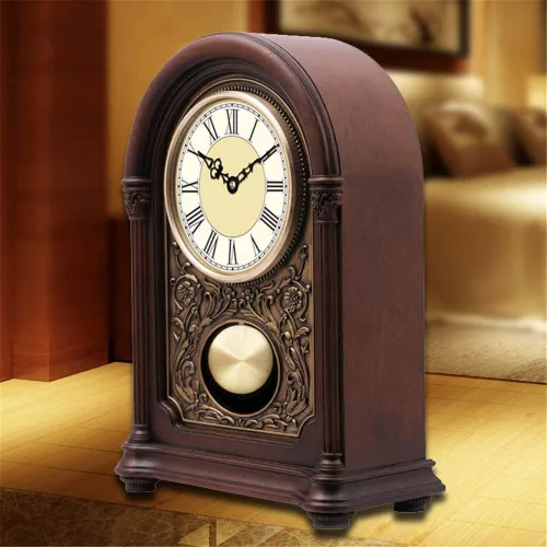 Vista 5 de Relojes de repisa, Reloj de escritorio de madera maciza muebles adornos de mesa reloj de mesa sala de estar europeo reloj de escritorio silencio