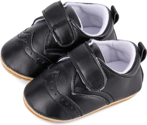 Vista 4 de ESTAMICO - Tenis de piel sintética para bebés, niños y niñas, suela de goma antideslizante, para primeros pasos, zapatos para exteriores