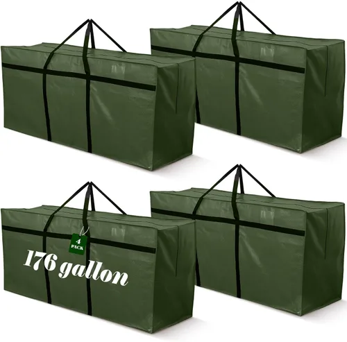 Vista 18 de 4 Piezas Bolsas de Mudanza Grandes con Cremallera y Asas Bolsas de Lona Tipo Duffle Plegables de Almacenamiento Extra Resistentes Extra Grandes