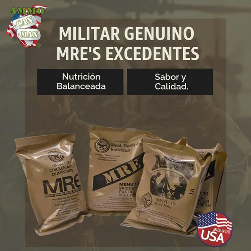 Vista 2 de Kit de alimentos de emergencia MRE - Paquete de 6 con calentador - Camping y senderismo