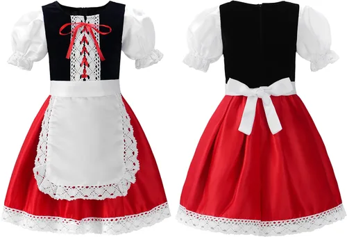 Vista 2 de Melaura Disfraz de caperucita roja para niñas trajes de Halloween para concurso de cosplay