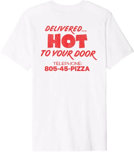 Vista 3 de Stranger Things Camiseta Surfer Boy Pizza Employee con parte delantera trasera superior, Blanco, S