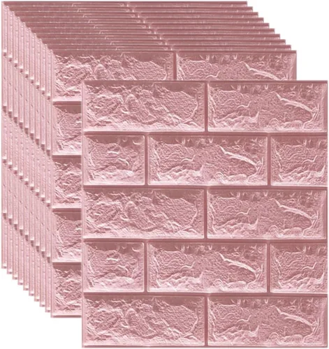 Vista 8 de Melairya Paneles de pared 3D para decoración de paredes interiores, paneles de pared con textura de espuma 3D, 20 piezas de papel tapiz autoadhesivo