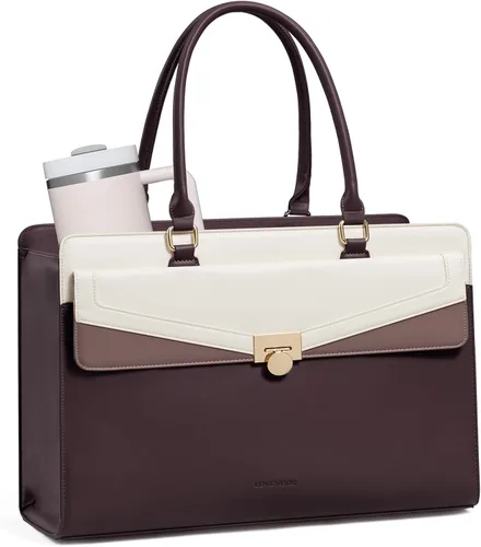 Vista 15 de LOVEVOOK Laptop Tote Bag for Women,Laptop Work Tote Computer Bag Black & Brown