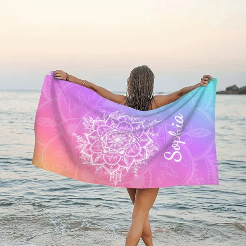 Vista 17 de Toalla de playa personalizada para niños y adultos, toallas de playa sin arena con nombre, toalla de playa personalizada de secado rápido, súper