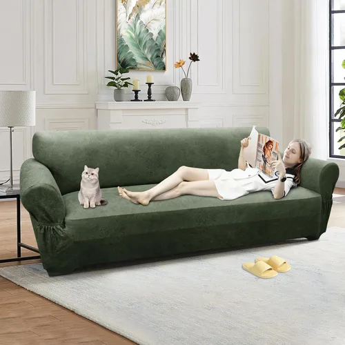 Vista 54 de Fundas para Sillón de 2 Piezas con Cojín en T, Fundas de Aspecto de Cuero para Sofá, Fundas para Sillas, Protector de Muebles Elástico, Funda