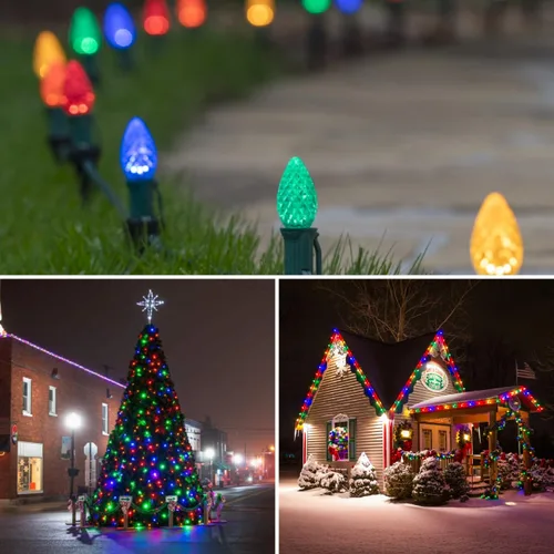 Vista 5 de Paquete de 50 bombillas LED multicolor C9 de repuesto, bombillas LED C9 de plástico inastillables e impermeables para tiras de luces al aire libre