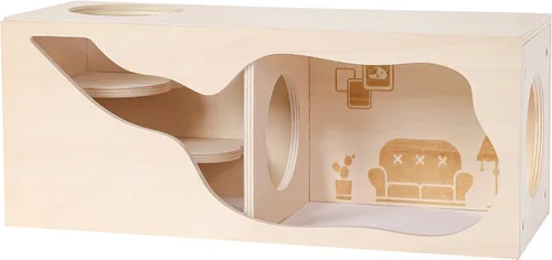 Vista 13 de Casa de madera para hámster, túnel de hábitat para mascotas