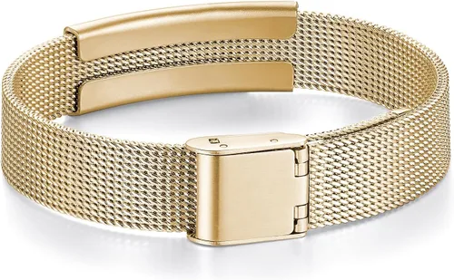 Vista 6 de Pulsera de alerta de linfedema, ajustable, malla de acero inoxidable, sin bp, sin agujas, para mujeres, pulseras médicas de emergencia para cáncer