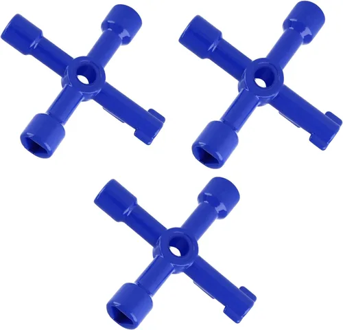 Vista 8 de Waziaqoc Llave multifuncional de 4 vías (paquete de 3), llave cruzada universal triangular de aleación de zinc/cuadrada para medidor de agua