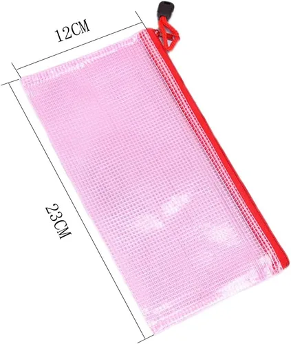 Vista 2 de Bolsa de almacenamiento de documentos, tamaño A6, tamaño A6, tamaño pequeño, bolsa de malla con cremallera, bolsas impermeables con cremallera